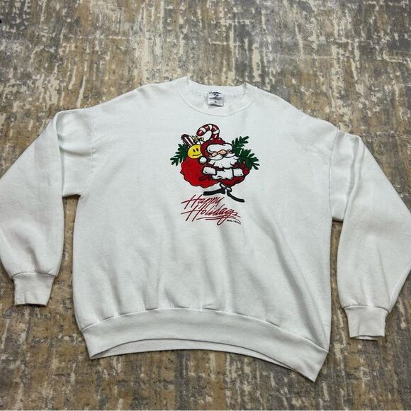 Vintage Walmart Happy Holidays Santa Sweatshirt XL - Picture 1 of 6